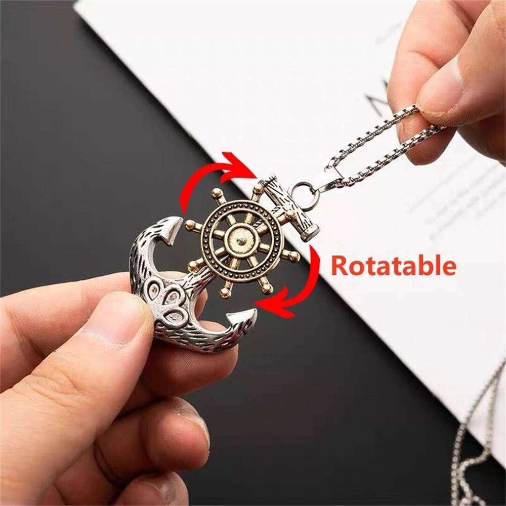 Fashion Vintage Punk Pirate Captain Rudder with Anchor Nautical Charm Pendant Necklace Men's Jewelry Gift H260312