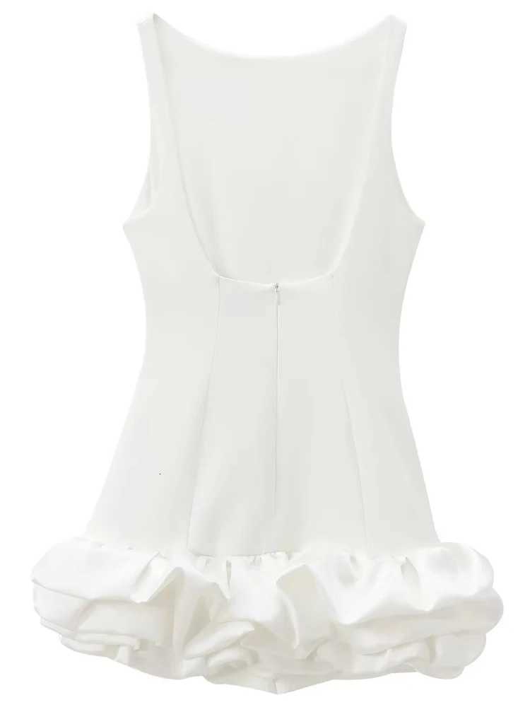 HXAO White Short Dress Womens Ruffle Backless Party Dresses Black Red Sleeveless Bodycon Mini Dress Woman Summer Sexy VestidosT260316