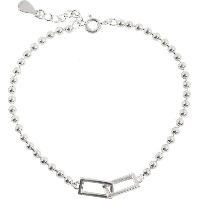 VENTFILLE 925 Sterling Silver Geometric Square Round Bead Bracelet For Women Personality Temperament Simple Hand Jewelry Party Z260313