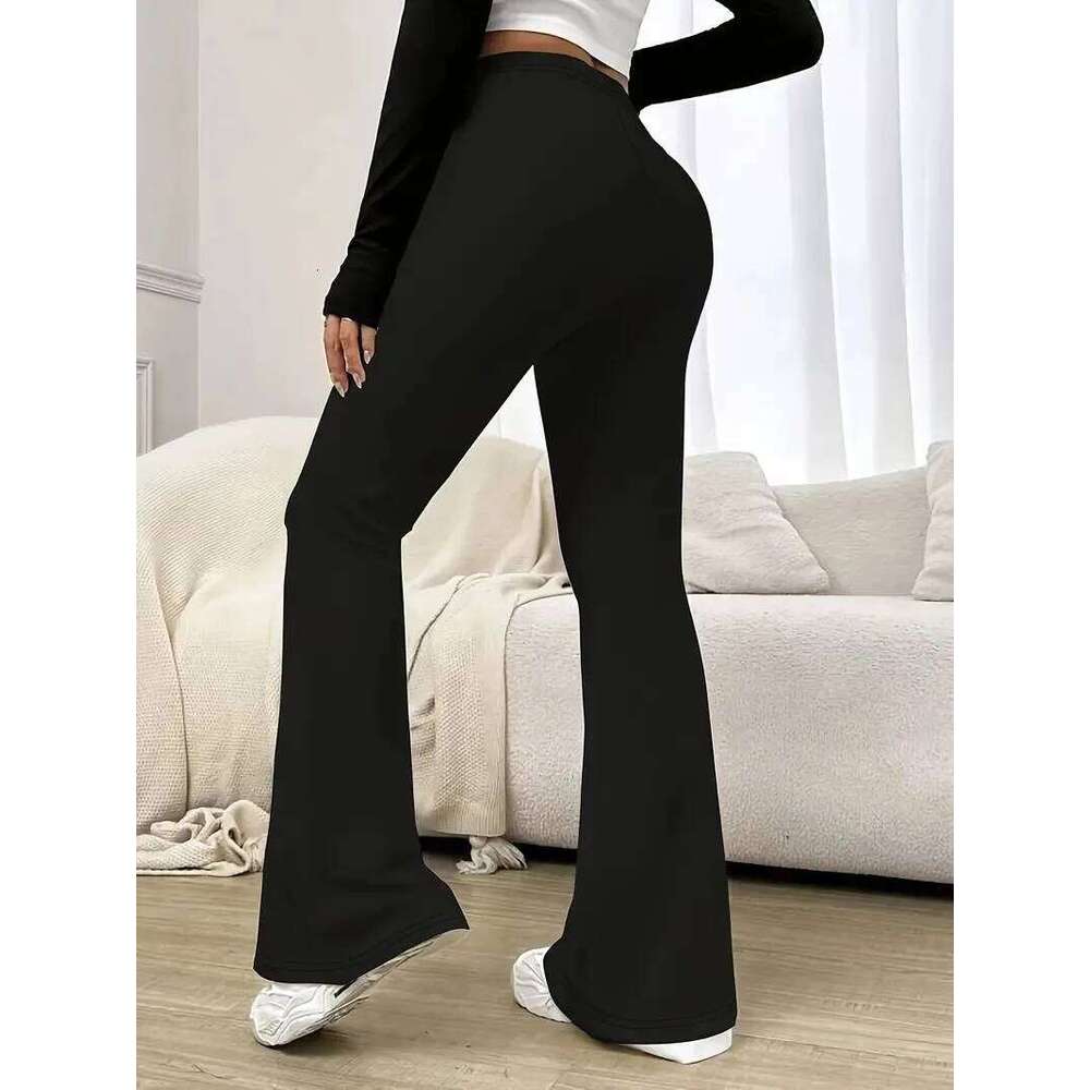 Women's High-Waisted Yoga Flared Pants Black Sexy Leggings Casual Trousers Comfortable Stretchy Bottoms for Fitness And Exercise 26Y0313