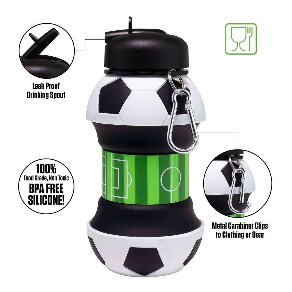 Collapsible Water Bottle - BPA-Free Silicone Cup with Straw & Strap, 550ml, Leakproof for Travel, Gym, Camping, Hiking, Sports Z260314