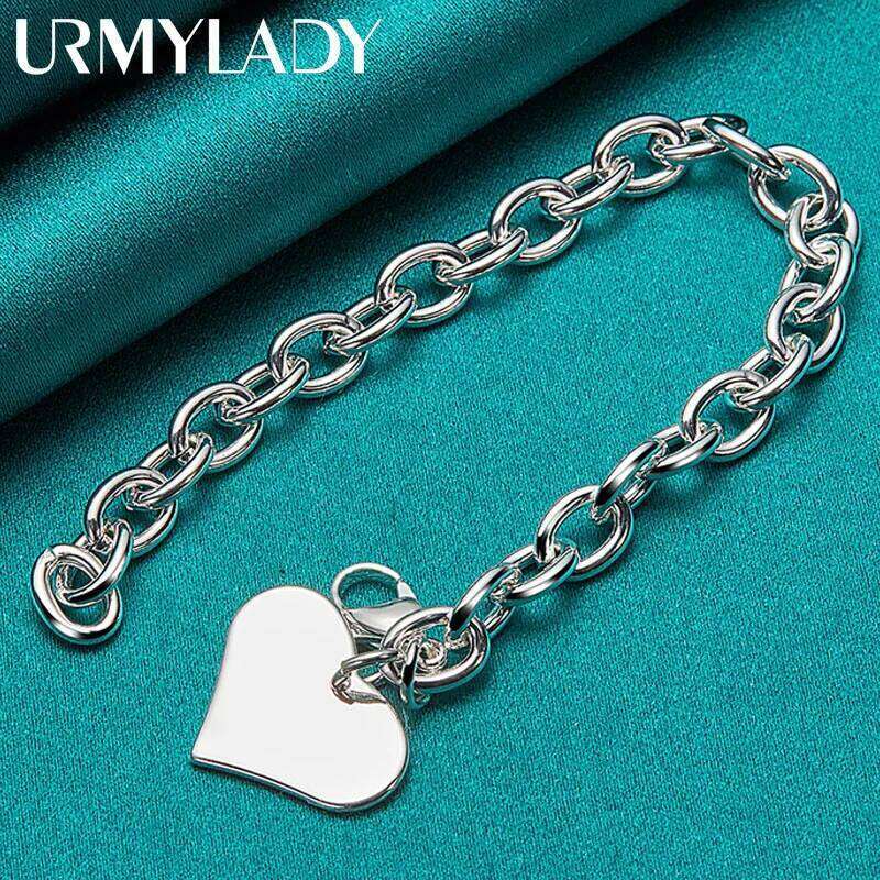 URMYLADY 925 Sterling Silver Love Heart Pendant Bracelet For Women Wedding Party Fashion Jewelry Z260313