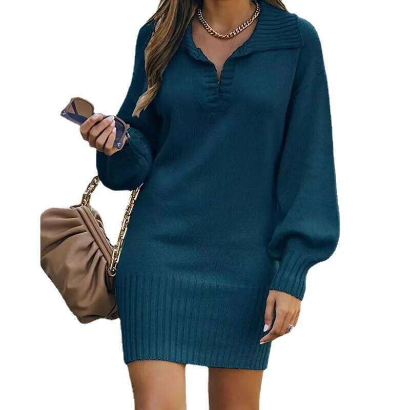 Kleider Damen Herbst Lapel Long Sleeve Solid Color Women's Office Commuting Dress Roupas Para Festa A Noite Feminina Z260313