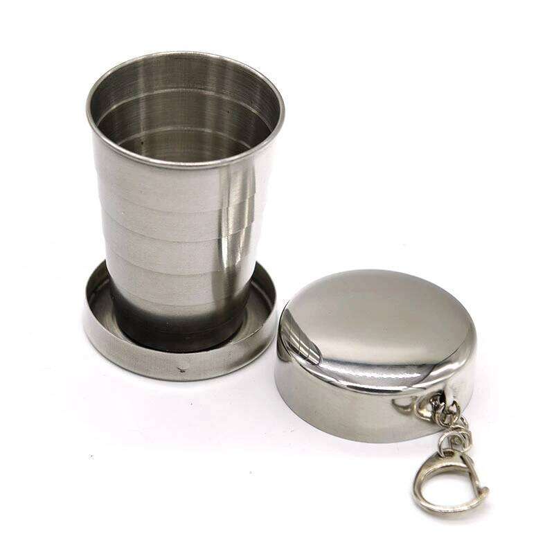 Stainless Steel Folding Camping Cookware Retractable Cup Teacups Teaware Camp Utensils Tableware Folded Cup75/150/250ML Z260314