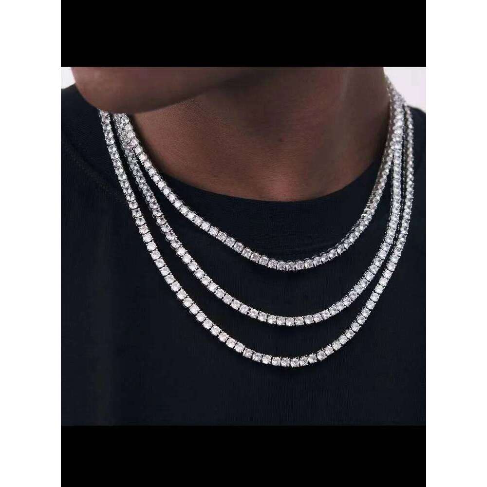 Hip Hop Acrylic Crystal Tennis Chain Men Rock Choker Necklace For Women Fashion Party Jewelry Gift H260312