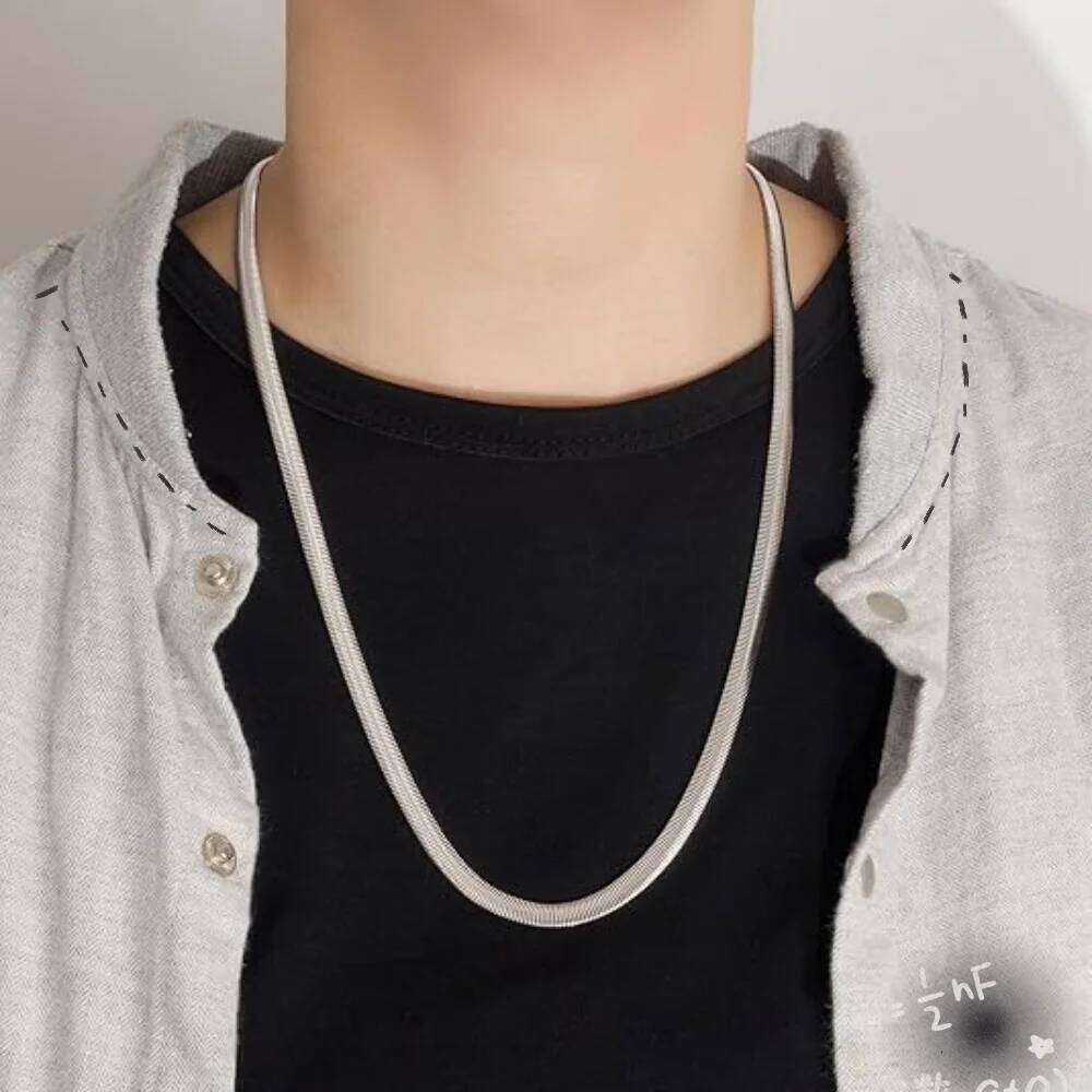 5MM Silver Plated Herringbone Flat Snake Necklace for Women Hip Hop Gold Stainless Steel Long Neck Chain Jewelry H260312