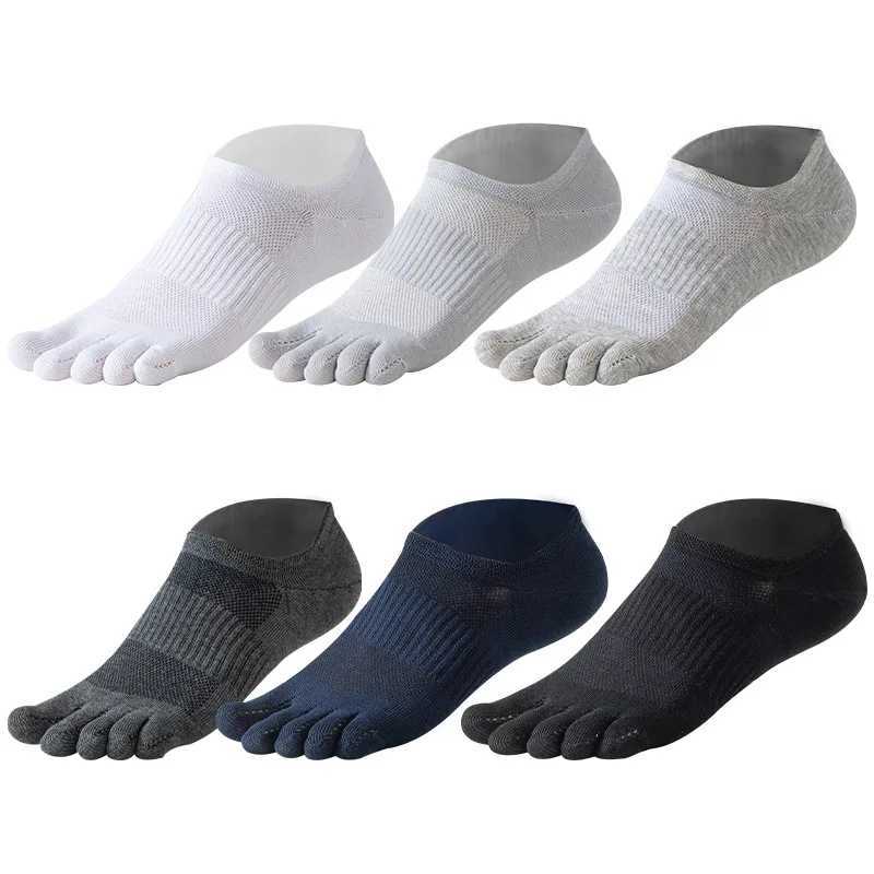 Pure Cotton Five Finger Short Socks Men Sweat Absorbent Antibacterial Breathable Mesh Boat Socks Running Sports Toe Sock D260313