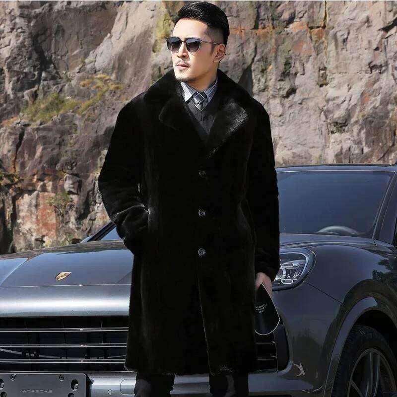 Luxury Brand Men's Clothing Jackets Mid-length Faux Fur Coat High Quality Warm Design Thick Business Outerwear JJ992 Z260313
