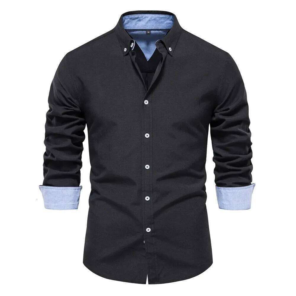 New Spring Cotton Blend Men S Oxford Shirt Long Sleeve Button Down Social Buinesss Casual Shirts For Men