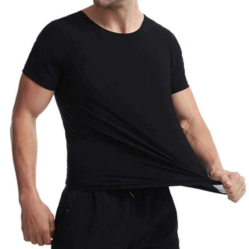 Shirt for Men Short Sleeves Body Shaper Gym Exercise Fitness Top Shapewear Sauna Sweat T-Shirt Waist Slimming Tops 26Y0313