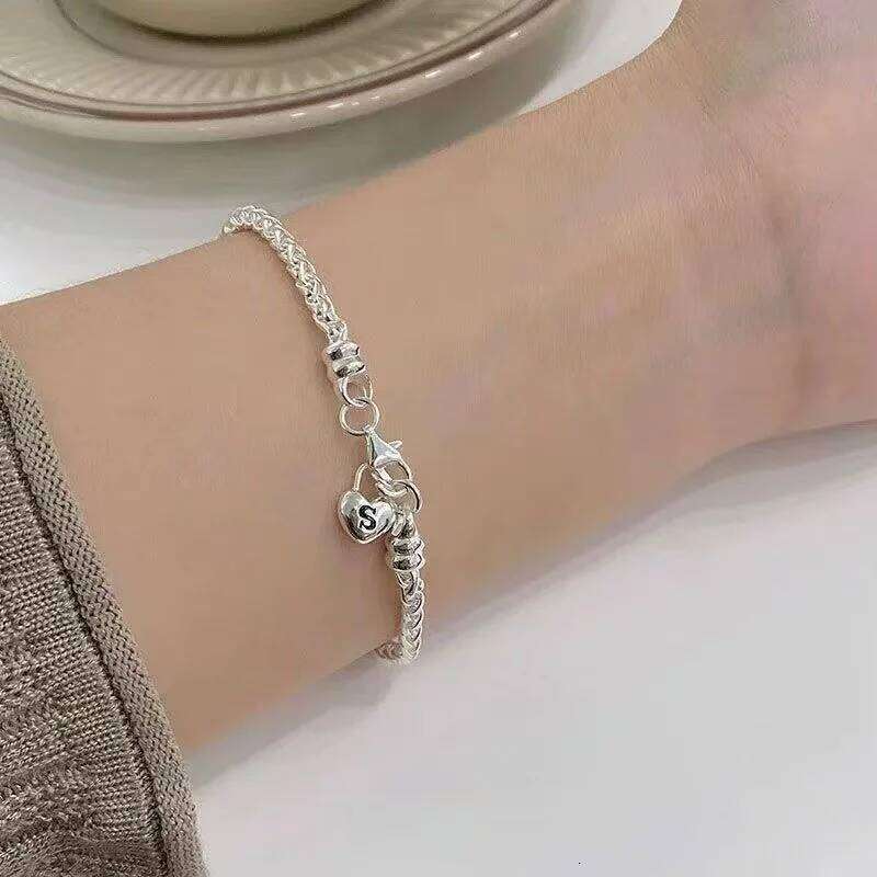 925 Sterling Silver Bracelet Heart Pendant S Letter Accessories Hand Women Engagement Charm Jewelry Gift Z260313