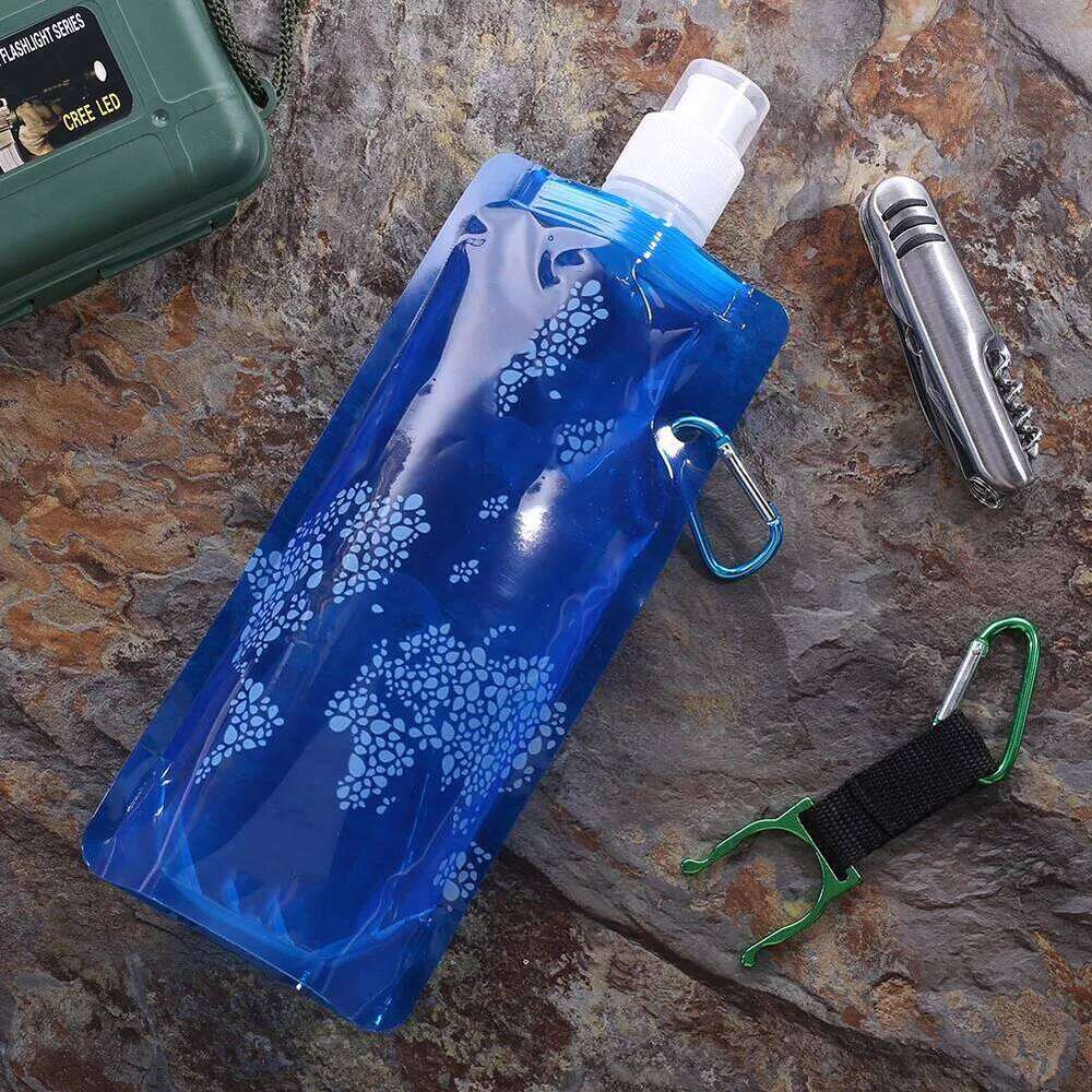 Collapsible Bottles Foldable Drinking Bags with Clip Water Bottle Leak Proof for Sports Biking Hiking Travel Z260314