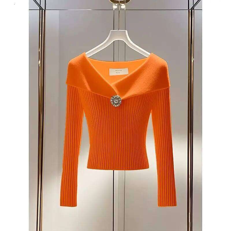 Design Sense Niche High-end Temperament Small Fragrance Interior Sweater Solid Color Autumn New Fashion Lapel Knit Top for Women Z260313