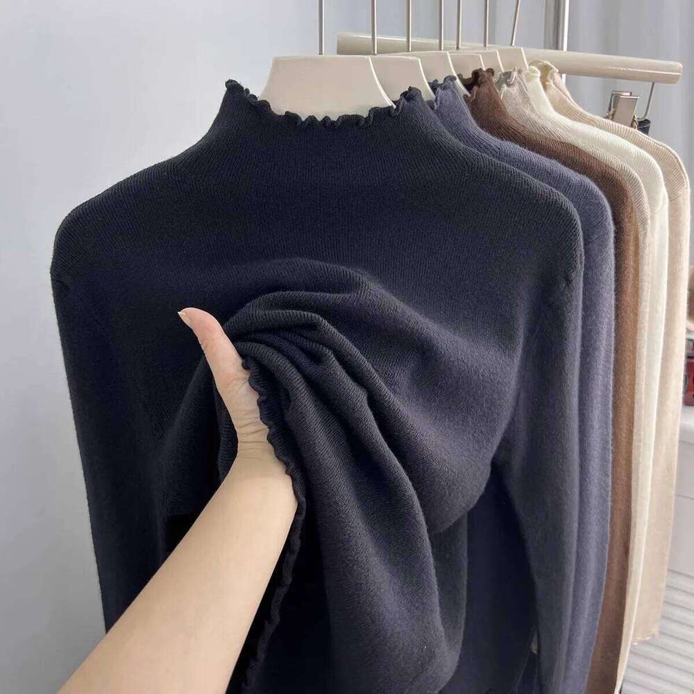 2025 Korean-style Solid Color Casual Soft Pullover Autumn Winter New Turtleneck Sweaters Women Slim Warm Ruched Knitted Jumpers Z260313