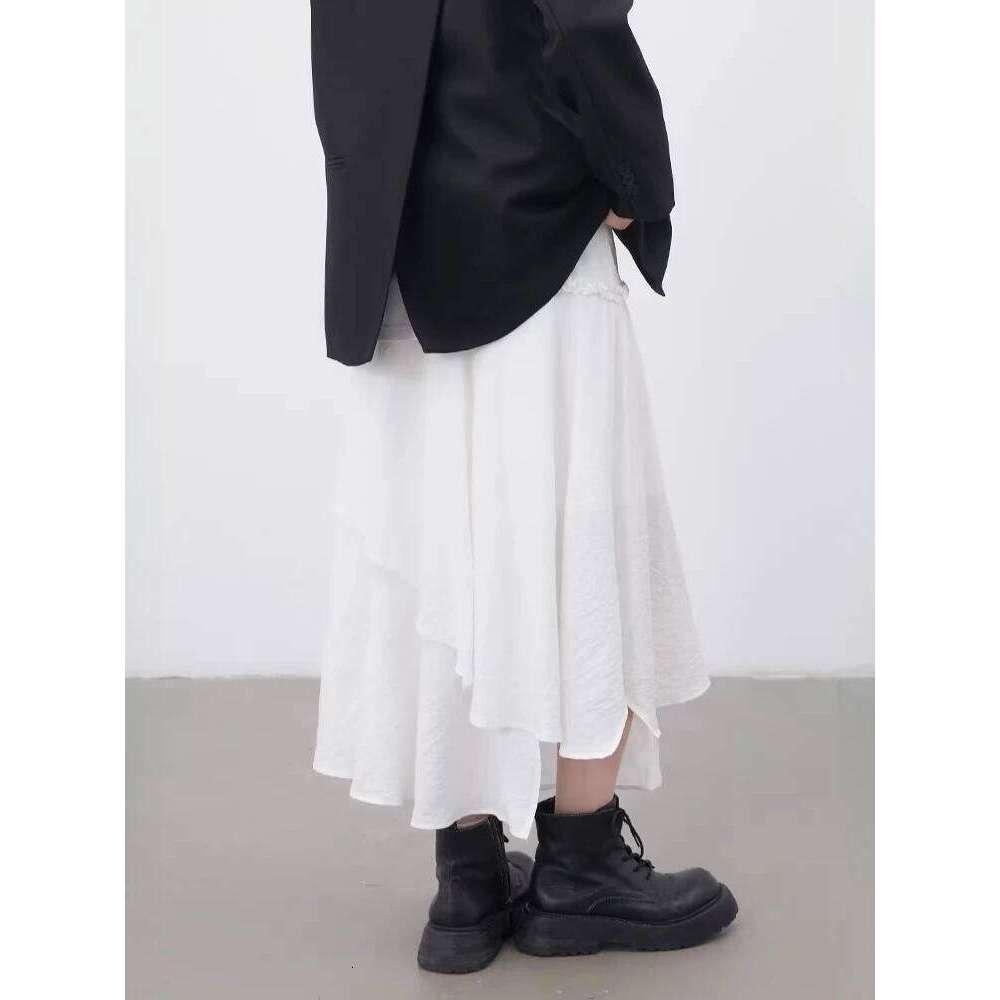 CHIC VEN Women Skirts White Loose New Irregular Design Midi Skirt for Woman with Belt Girl Clothing Spring Summer 2026