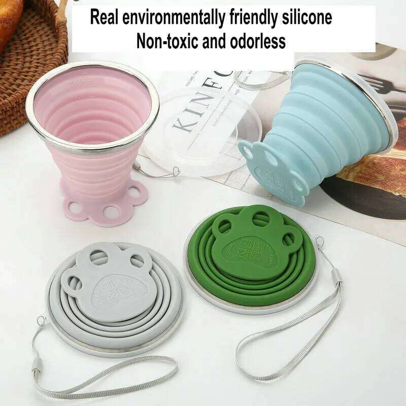 Riding Silicone Portable Compression Outdoor Camping Water Foldable Travel Food Grade Mouthwash Cup Z260314