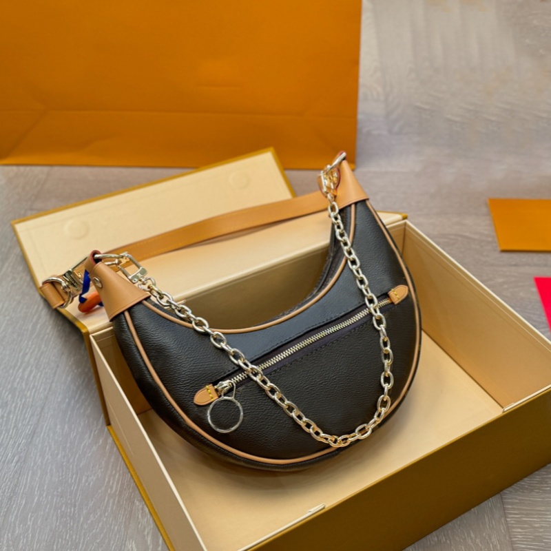 Luxury Designer Loop Hobo Denim Shoulder Bag Womens Leather Handbag Vintage Crossbody Half-moon Croissant Bags Sleek Design Satchel Wallet Purses