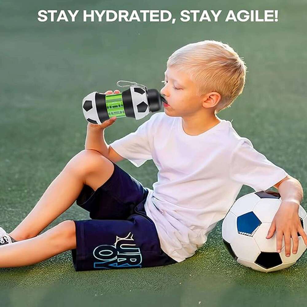 Collapsible Water Bottle - BPA-Free Silicone Cup with Straw & Strap, 550ml, Leakproof for Travel, Gym, Camping, Hiking, Sports Z260313