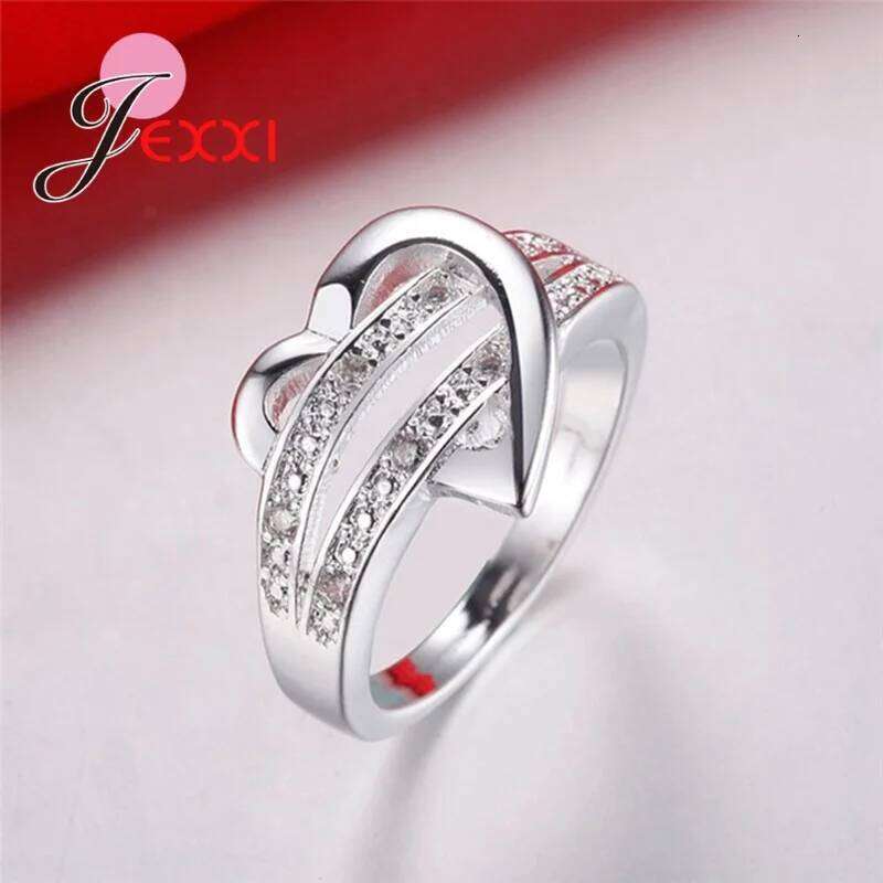 Engagement Ring Heart Shape Double Rows Design Original 925 Sterling Silver Rings Women Best Gift For Girlfriend Fashion H260312