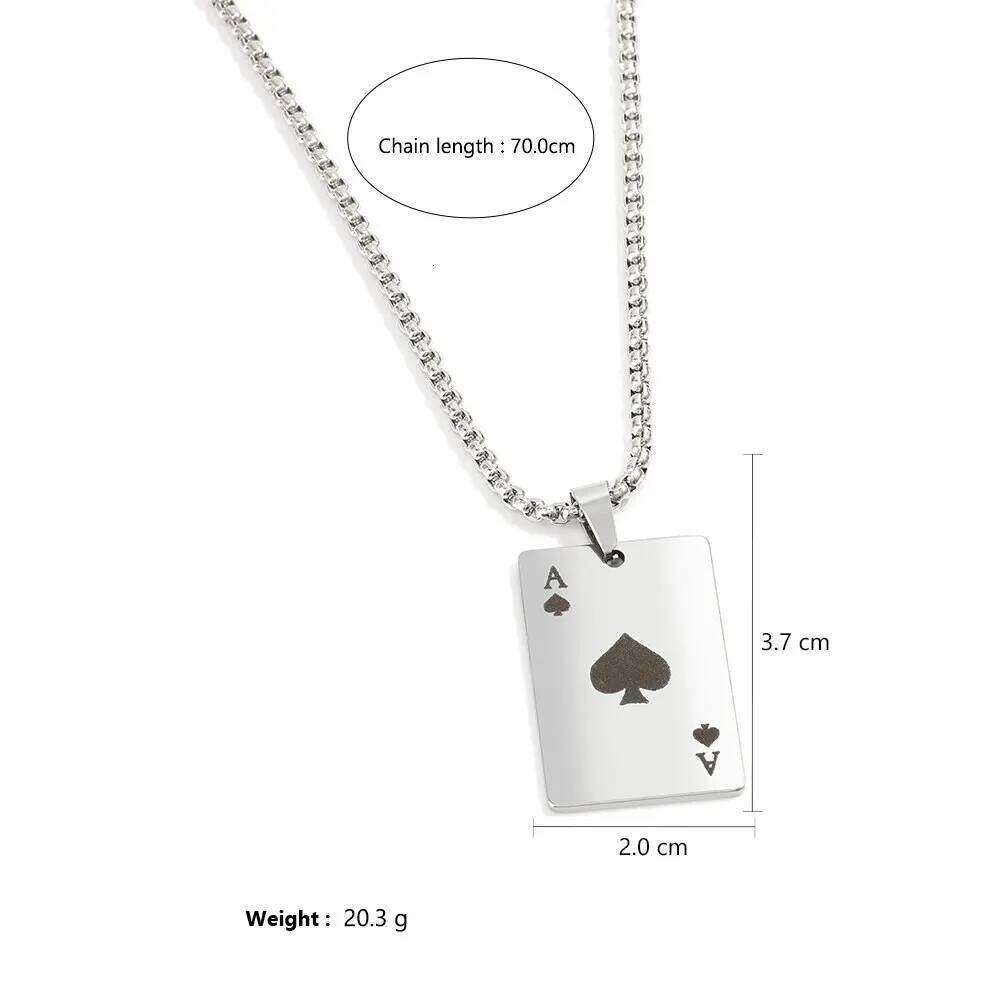 2Piece Set Hip Hop Statement Stainless Steel Poker Card Ace of Spades Necklace For Women Men Pendant Chain Playing Cards Jewelry H260312