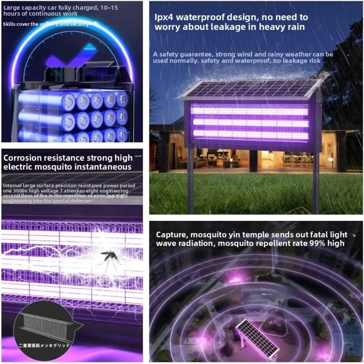 JOYINLED Powerful 20/40W Solar Mosquito Killer Lamp Outdoor Garden Light Waterproof Electric Insect Trap with UV Attractant H260313