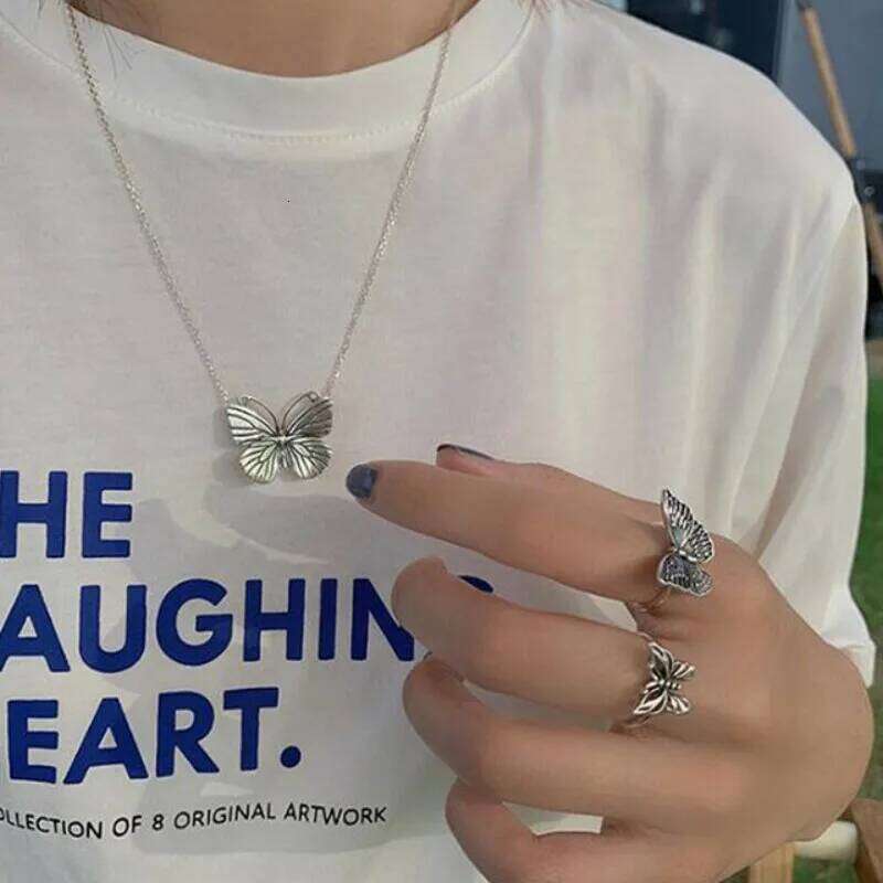 925 Sterling Silver Butterfly Rings for Women New Fashion Vintage Punk Fine Jewelry Birthday Party Accessories Gifts H260312