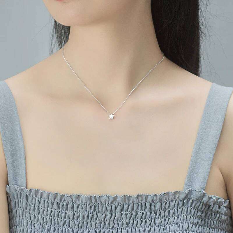 ANENJERY Silver Color Star Pendant Simple Charm Clavicle Chain Necklace For Women Jewelry Gift S-N592 H260312