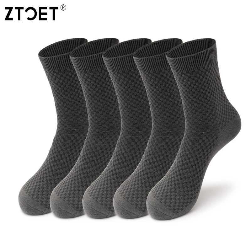 New 5Pairs Men Bamboo Fiber Socks Classic Black Business Socks Summer Winter Casual Man Dress Sock Plus Size EU38-48 D260313
