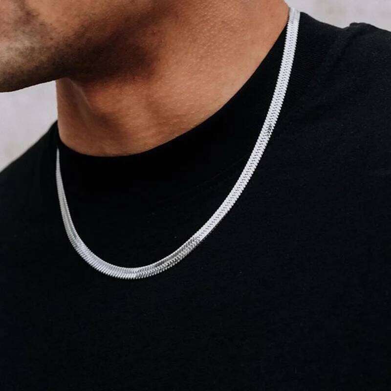 Stainless Steel Width 3mm/4mm/5mm Flat Snake Chain Choker Necklaces for Men H260312