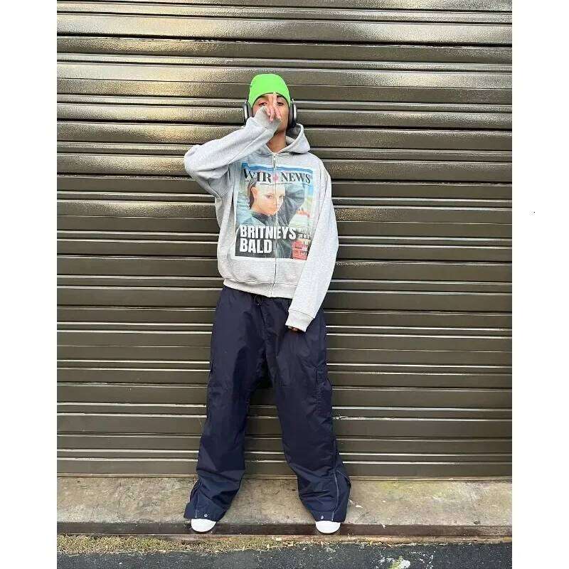 2024 American Printed Women's Y2K Tops Harajuku Rock Oversized Sweatshirt Streetwear Gothic Zip Hoodie Z260314