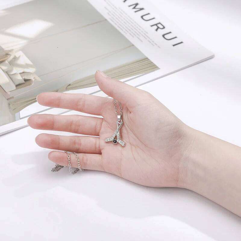 Teamer Clear Crystal Hockey Stick Pendant Necklace for Woman Men Adjustable Chain Fashion Sport Charms Silver Color Jewelry Gift H260312