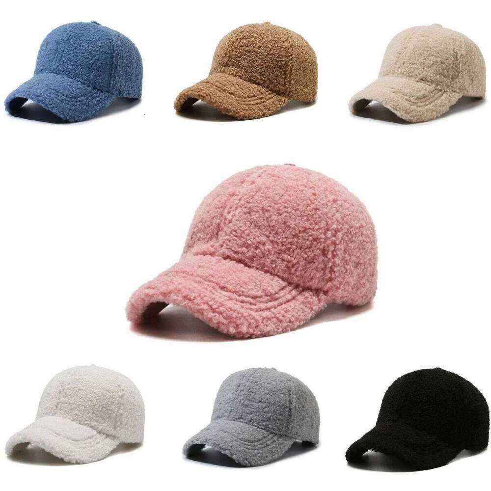 Big Head Winter Artificial Lamb Wool Solid Women Men AutumnHats Keep Warm Cap Plush Baseball Caps Outdoor Dad Hat Z260314