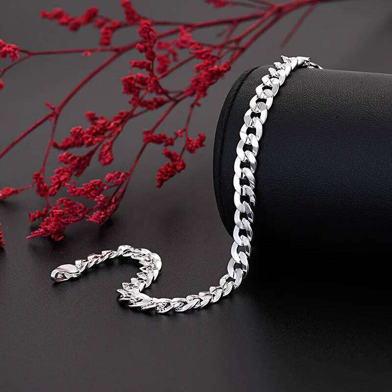 New original 925 Sterling Silver pretty 7MM chain bracelets for man women luxury fashion jewelry wedding party gifts Z260313