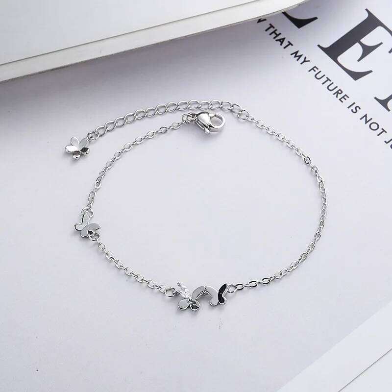 VENTFILLE 925 Sterling Silver Diamond-Studded Butterfly Women's Fashion Temperament Flower Adjustable Bracelet Z260313