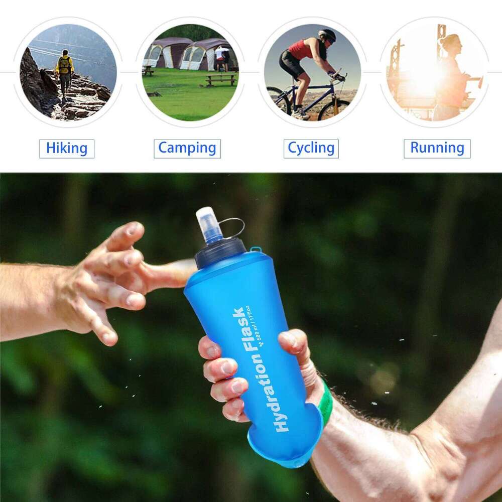 500ML Soft Collapsible TPU Water Bottle for Running Hiking Cycling Climbing Z260314