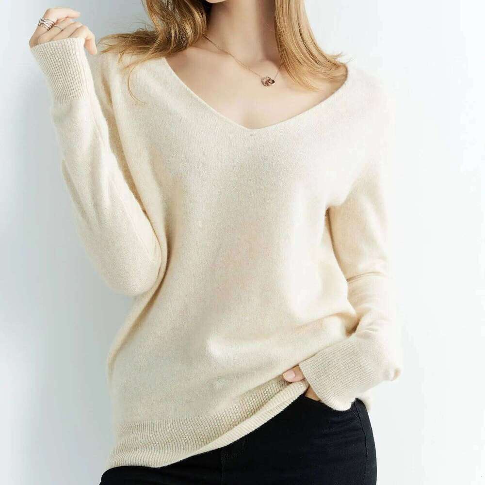 Cashmere Sweater Women's Knitted Sweaters 100% Merino Wool V-Neck Long-Sleeve Pullovers Winter Autumn Jumper Clothing Top Female Z260313