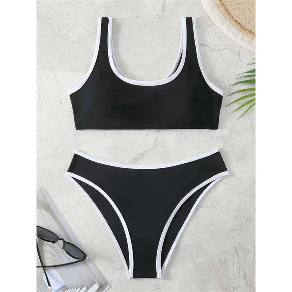2025 Solid Sporty Two Piece Bikini Swimsuit Women Swimwear Female Bathers Bathing Swimming Swim Suit Beachwear Y260303