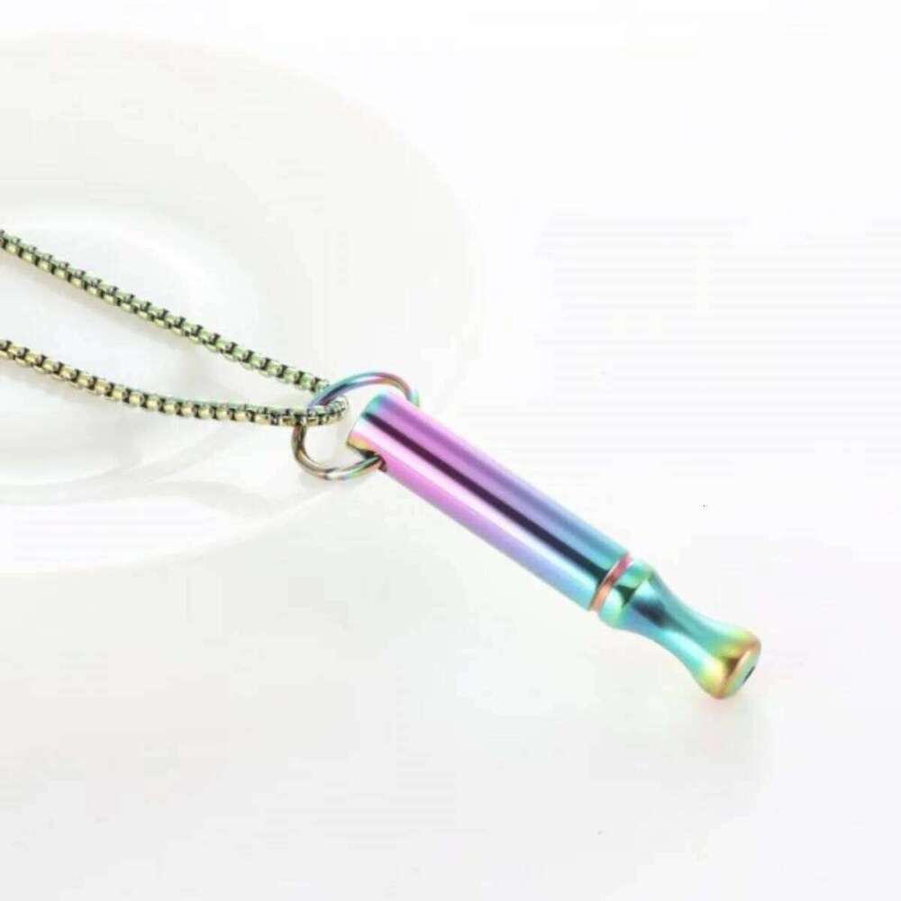 Stainless Steel Whistle Shaped Pendant Necklace For Women Men Relieve Stress Anti Anxiety Quit Smoking Choker Meditation Jewelry H260312