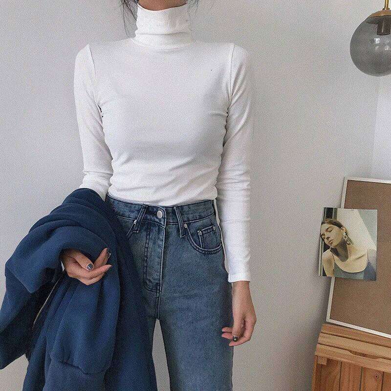 Autumn Long Sleeve Turtleneck Tops Slim Knitted Bottoming T Shirt Korean Fashion Sweater Harajuku Pullover Women Clothing Jumper Z260313