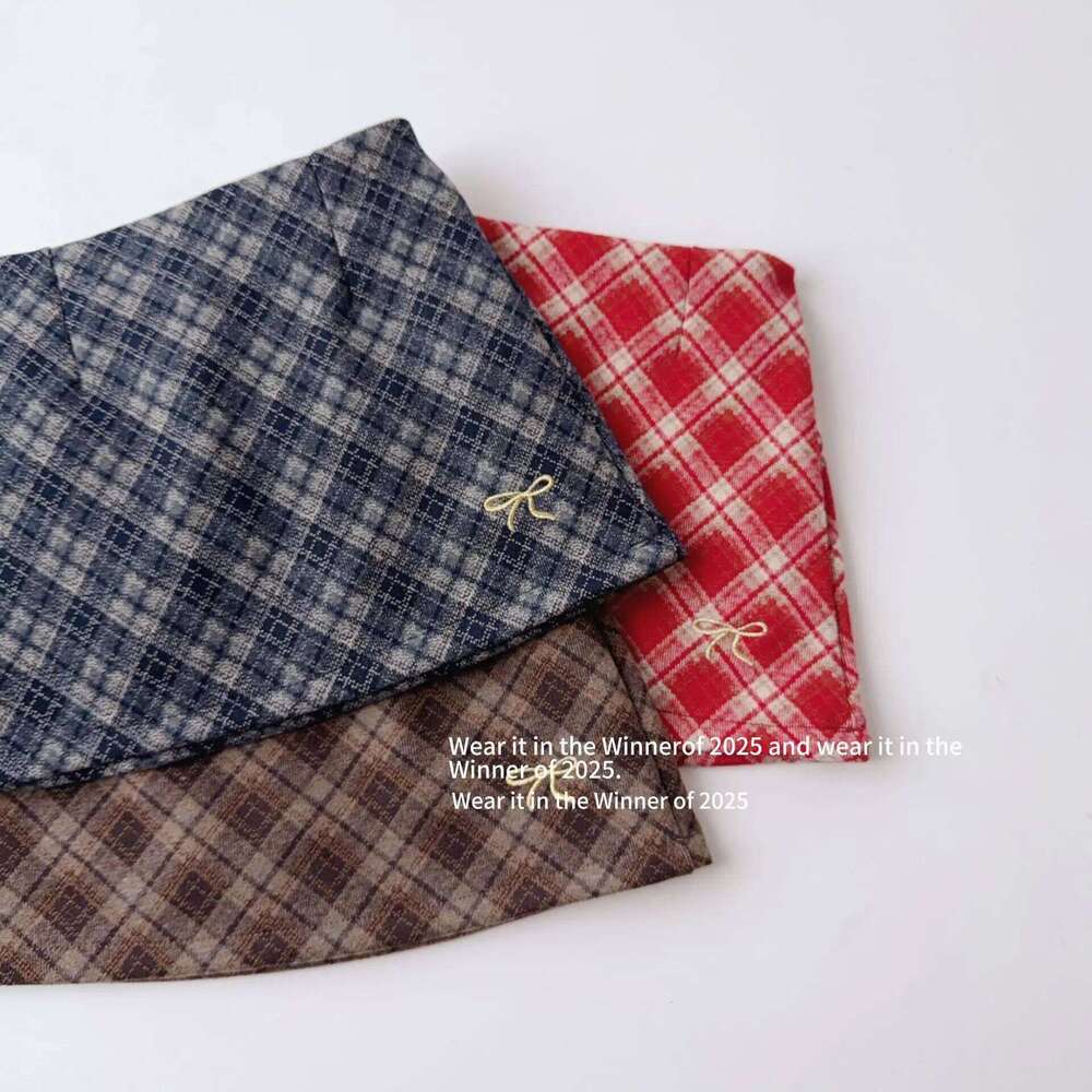 Winter Kids Plaid Bow Print High Waist Infant Babys Girl Retro Preppy Style Toddler Girls Skirts Woolen Skirt Z260314
