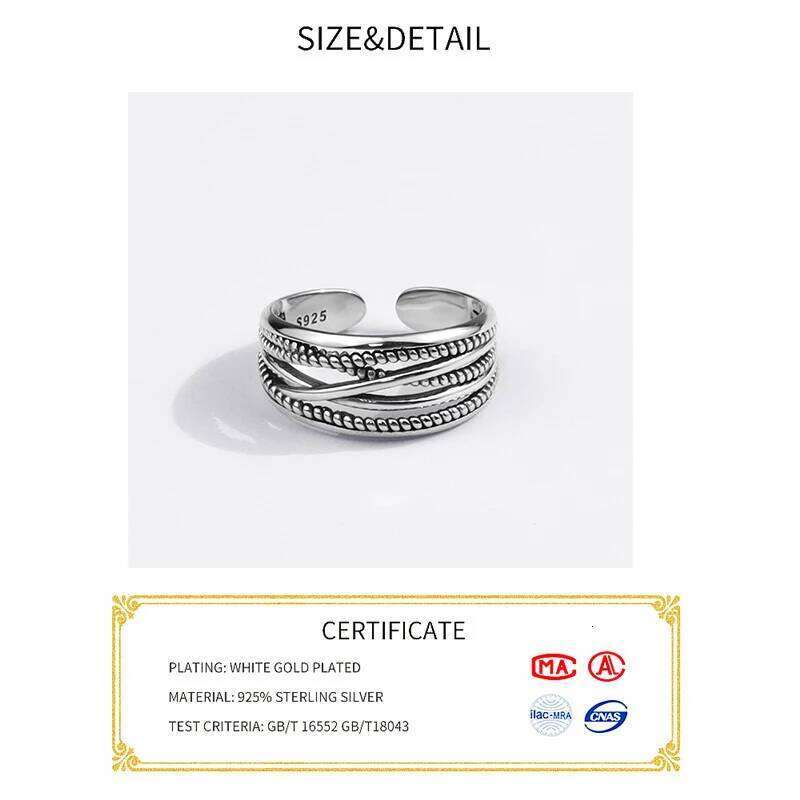 925 Sterling Silver for Women Vintage Wedding Trendy Jewelry Large Adjustable Antique Rings Anillos H260312