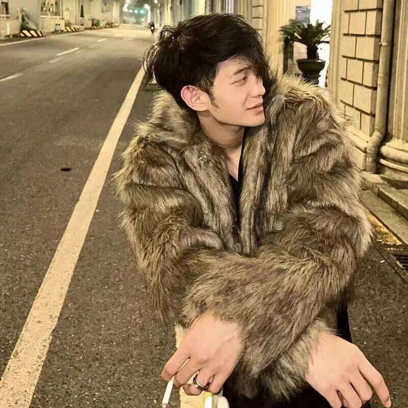 Men's Warm Winter Thickened Faux Fox Fluffy New Trendy Overcoat Comfortable Fashion Fur Coat Men Jackets Z260313