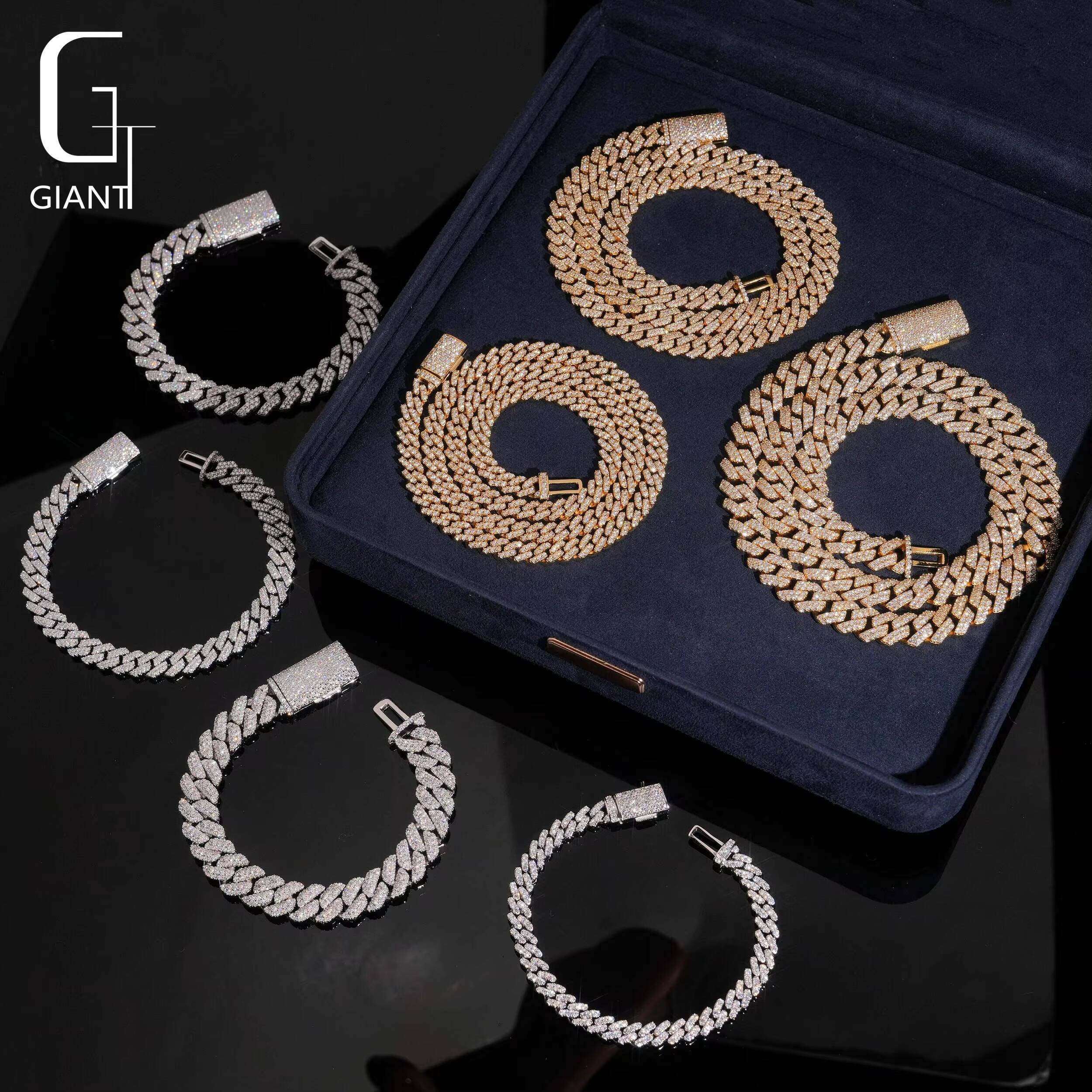 Miami Cuban Link 8mm 10mm 925 Sterling Silver Cuban Chain Necklace GRA Certificates VVS Moissanite Chains Fine Jewelry Necklace