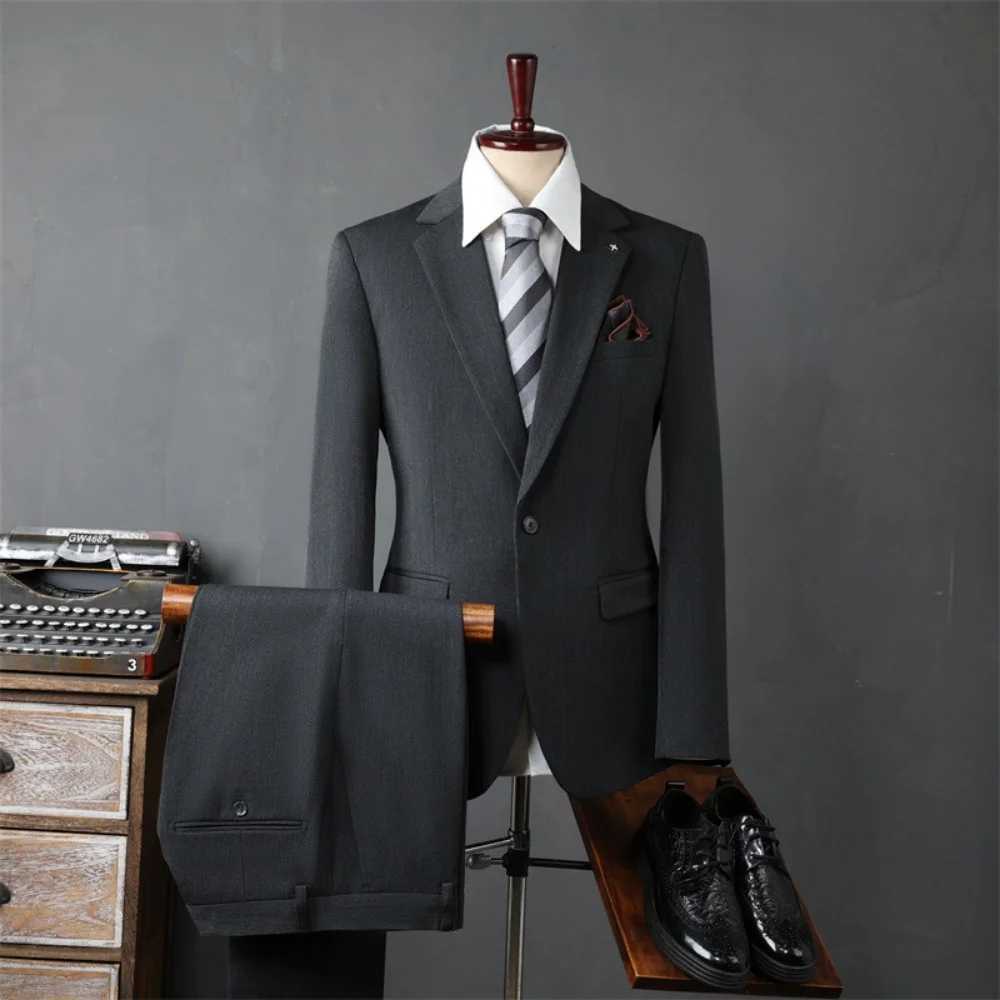 Slim Fit Wedding Tuxedo Set for Men Groomsmen Formal Business Mens Blazer Suit Ensemble M260313