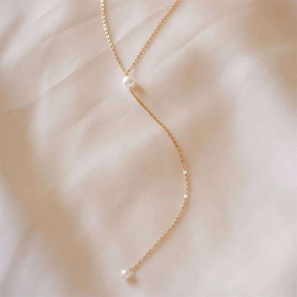 316L Stainless Steel Fashion Golden Color Chain Necklace For Women Imitation Pearl Beads Pendant Gifts Jewelry Wholesale H260312