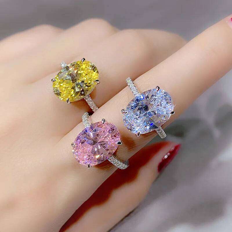 925 Sterling Silver Oval 4ct Lab Diamond Ring for Women Sparkling Engagement Wedding Band Big Stone Bridal Jewelry Rings H260312