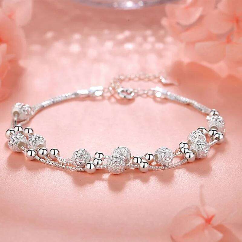 925 Sterling Silver Lucky Bead Bracelets Woman Fashion Elegant Multi-layer Adjustable Ball Bracelet Luxury Party Jewelry Gifts Z260313
