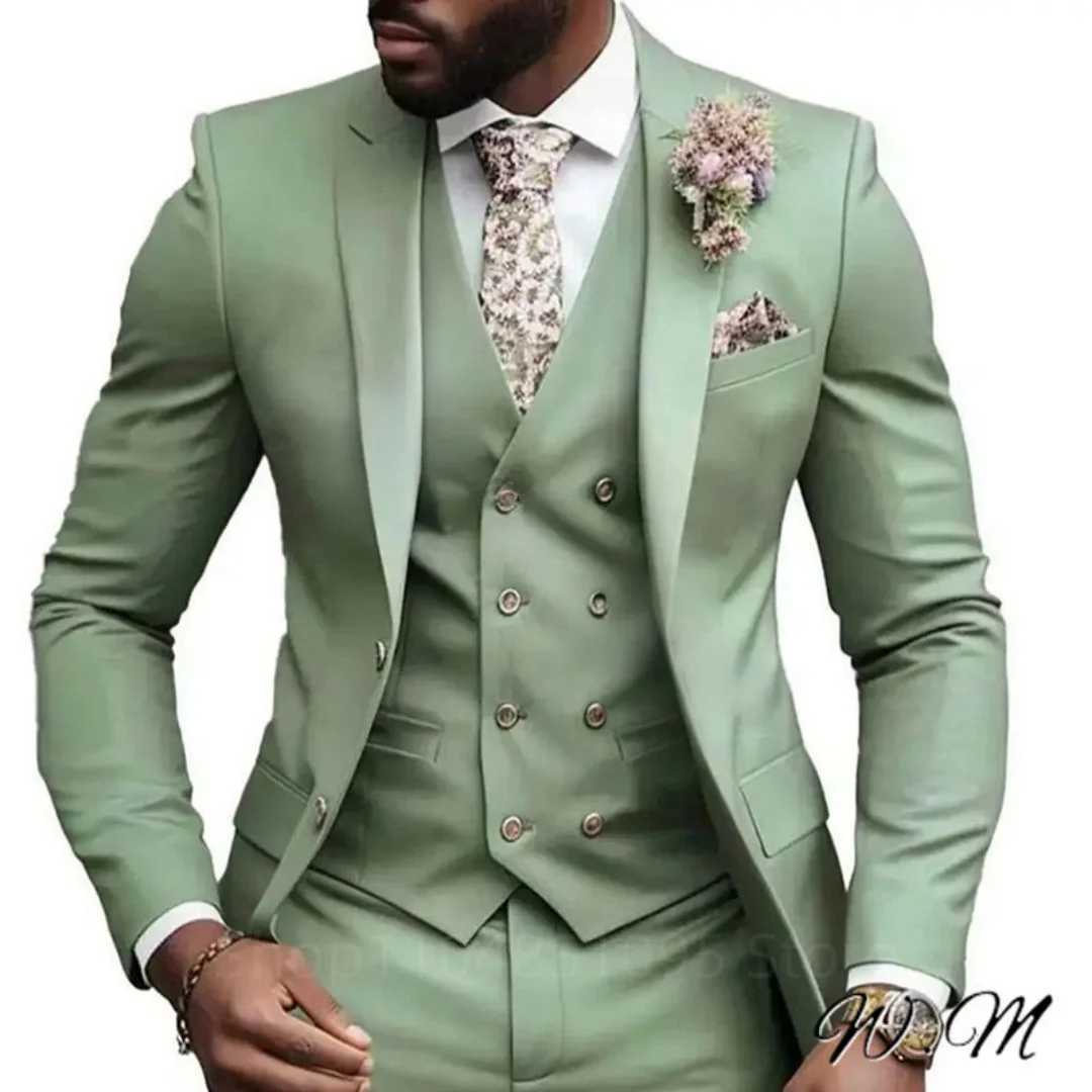 Casual Jacket Vest Pants 3Pcs Elegant Pink Wedding Suits for Men Slim Fit Notch Lapel Blazer Best Man Groom Suit Male Tuxedo Set M260313