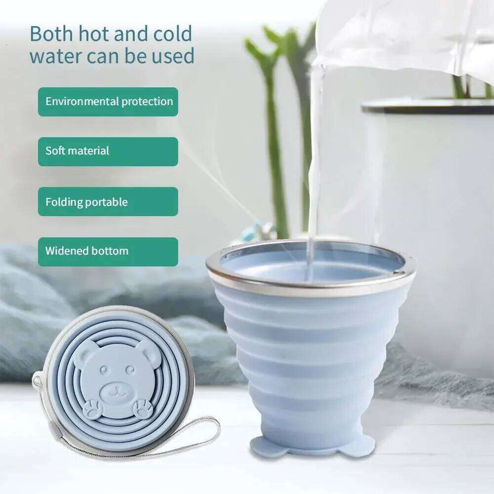 270ml Food Grade Travel Silicone Retractable Folding Water Coloured Portable Outdoor Coffee Mouthwash Cup Z260314