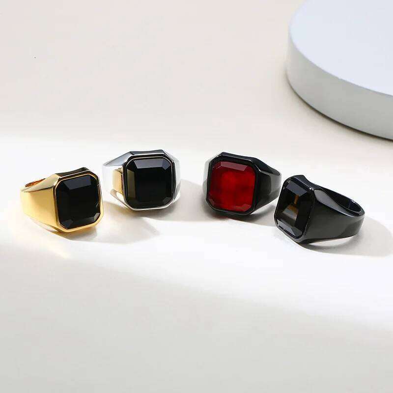 Men Tiger's Eye Signet Rings,Waterproof Stainless Steel Wedding Bands Gift H260312